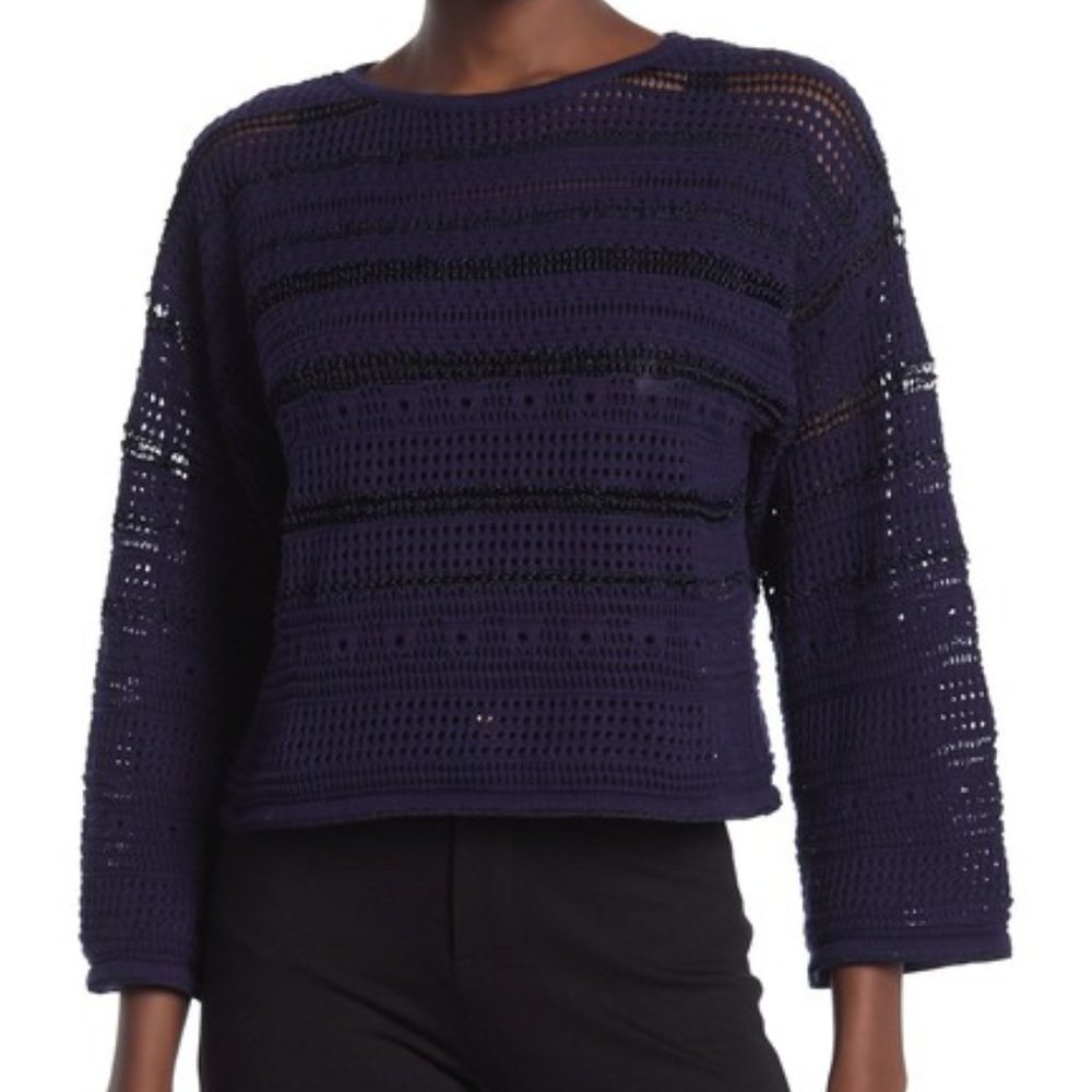 Cotton Emporium Pointelle Boat Neck Sweater Size M